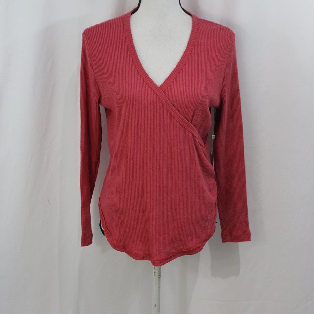 Caslon Dark Pink Faux Wrap Top NWT